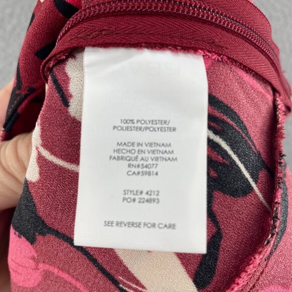 CAbi Skirt Womens 0 Corsage Red Pink Floral A Line Ruched Midi Flat Front Flowy - Picture 7 of 11